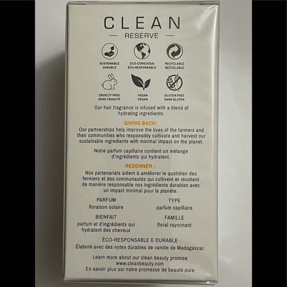 CLEAN RESERVE SOLAR BLOOM 1.7 OZ. HAIR FRAGRANCE (BRAND NEW IN SEALED BOX) - Picture 4 of 5